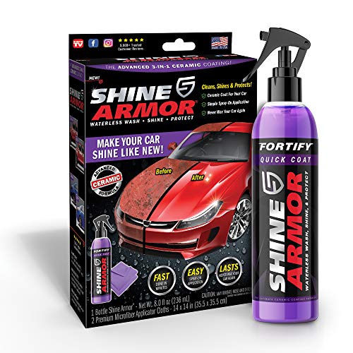 SHINE ARMOR Fortify Quick Coat High Performance Ceramic Coating, Car Wax Spray, Hydrophobic Top Coat Polish and Polymer Paint Sealant Protection for Vehicle Leather Seat, Tires, Bumpers, Rims Made in