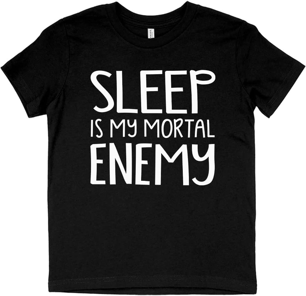 Sleep is My Mortal Enemy Kids' T-Shirt - Hilarious Saying T-Shirt - Printed Tee Shirt for Kids