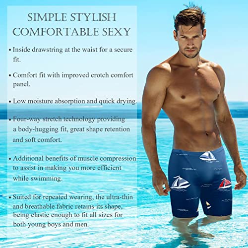 Traje de baño para hombre con diseño náutico elegante azul multicolor talla L 4