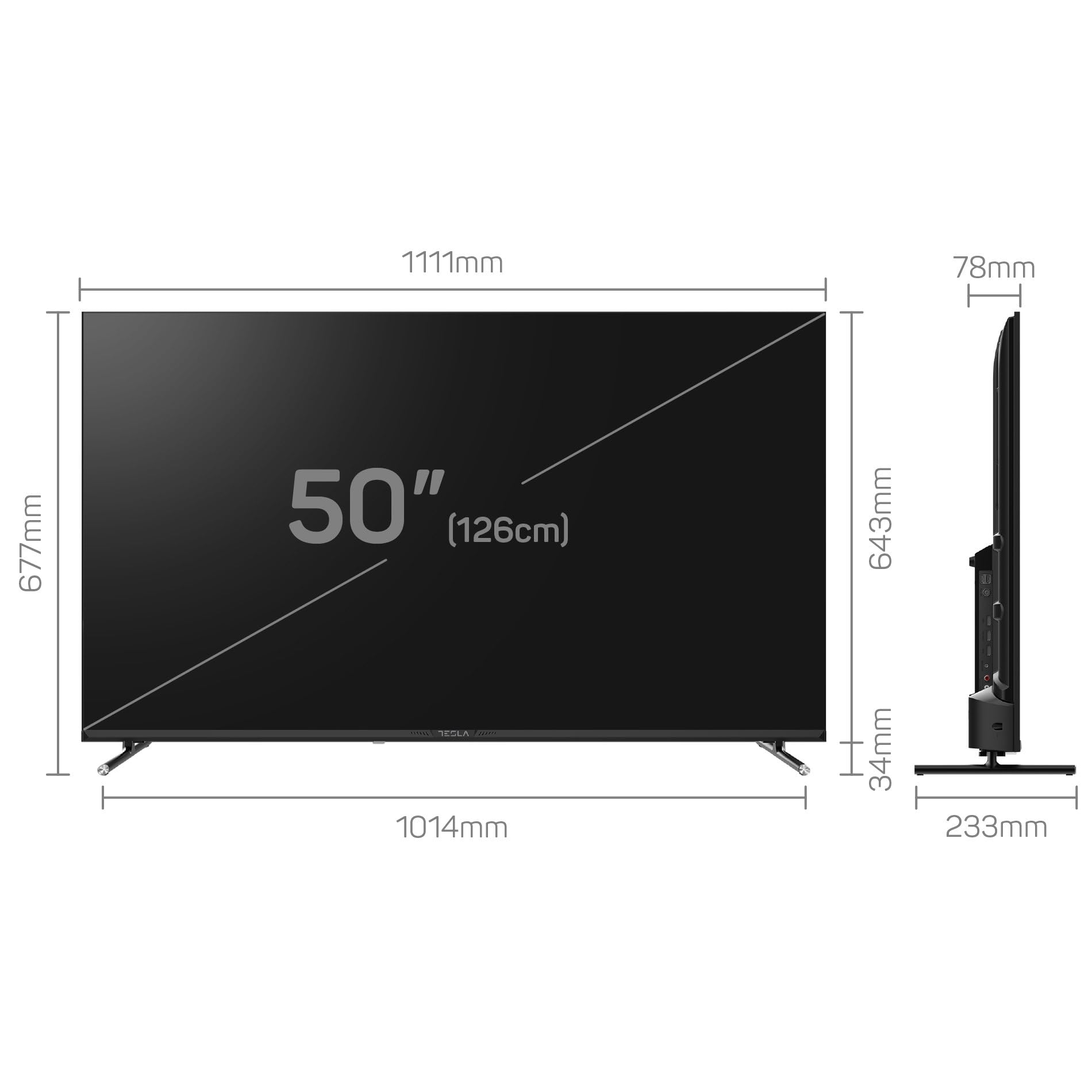 TESLA TV Smart TV 50 Pulgadas Series 6-4K UHD, webOS, HDR10, Dolby Audio, ThinQ AI, AirPlay, Miracast, Game Mode, Grabación USB, 3 HDMI + 2 USB, Negro