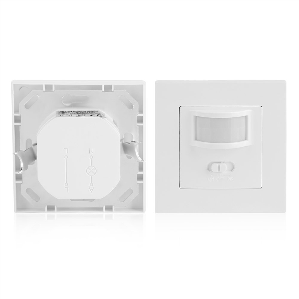 Capteur D'occupation PIR Motion Light Switch, AC 110V-240V PIR Sensor Light Switch Indoor, Wall Flush Mounted on Off Switch