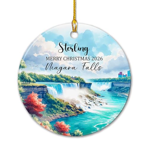 Personalized Niagara Falls Ceramic Xmas Ornament Gift for Men Women Travel Lover, Niagara Falls Christmas in Canada Ornaments, Travel Memories Ceramic Ornament, Custom Name Niagara Falls Ornaments