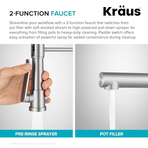 KRAUS Matte Black 26 in Pull Down Kitchen Faucet with Pot Filler KPF-1605MB - image 5