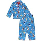 Sonic The Hedgehog Boy's Pajama Set - 2 Piece Boys Flannel Coat Style Matching PJs, Kids Button Down Family Christmas Pajamas