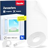 GAUDER Zanzariera per Finestra - Rete Anti-Insetti con Chiusura a Strappo - Protezione Adesiva contro le Zanzare - Schermo Autoadesivo Senza Fori (130 x 150 cm - Bianco)