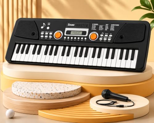 Image of Kids Piano Keyboard 49 Keys with Mic | Electronic Musical Toy for Kids | Learning Piano with Recording, Playback & Demo Songs | Gift for Boys Girls 3-8 Year (Battery Not Included)
