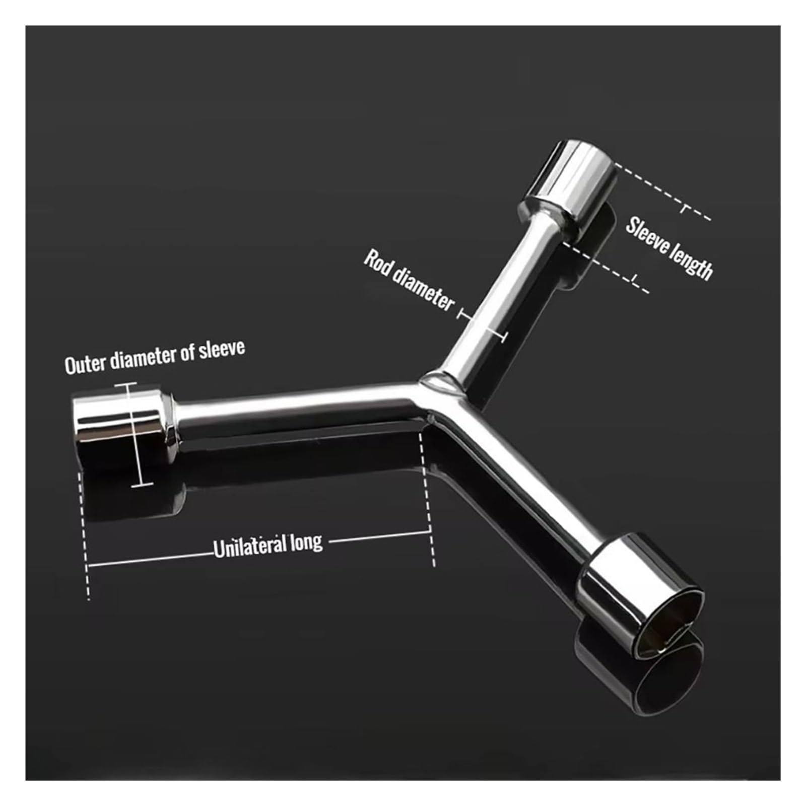 Llave de Vaso de 3 vías en Y 1 Juego de Llaves de Tubo Triangulares de 8, 10 y 12 mm for Bicicleta, Tipo Y, de Acero al Cromo vanadio multiestándar(14-17-19mm)