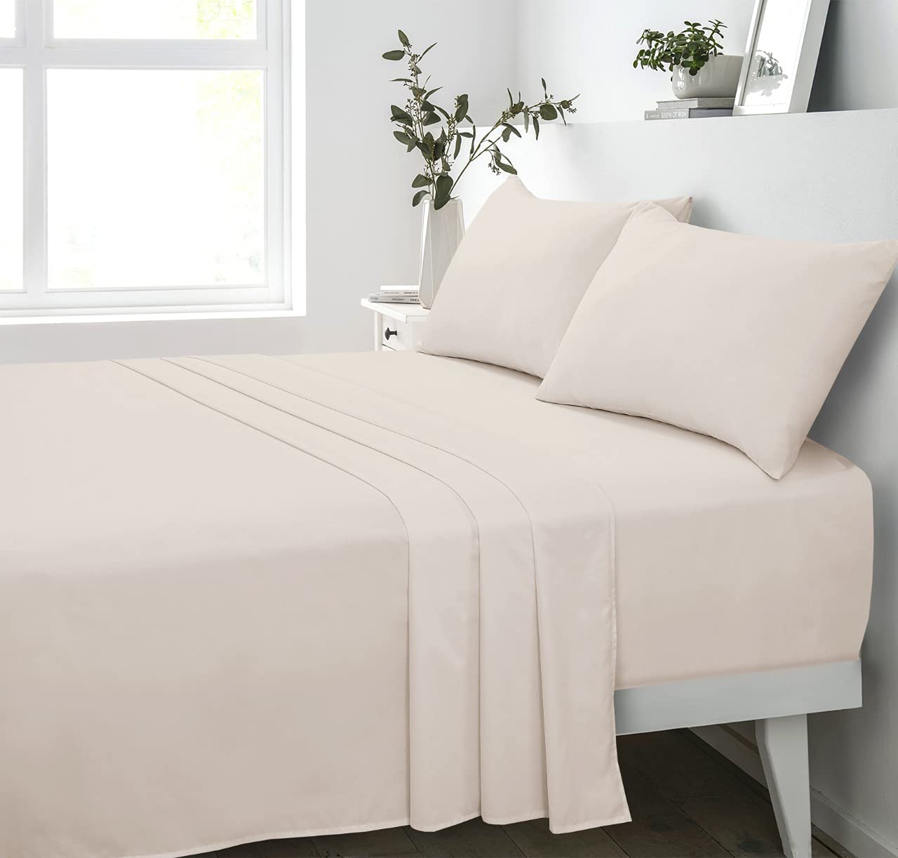 180 Thread Count 100% Pure Cotton Percale Flat Sheet (Mocha, Single: 175x248cm)