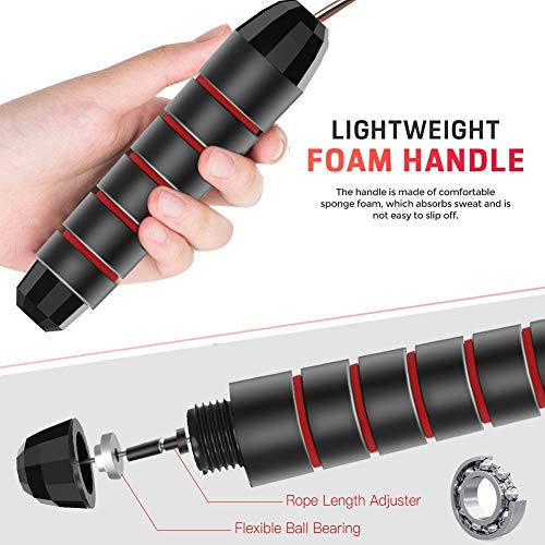 Skipping Rope, Jump Rope Adjustable, Jumping Rope with Tangle-free PVC Coated Steel Cable, Rapid Ball Bearings & Soft Foam Handle For Men Women Kids Home Exercise, Fitness, Fat Burning, Boxing - Image 4