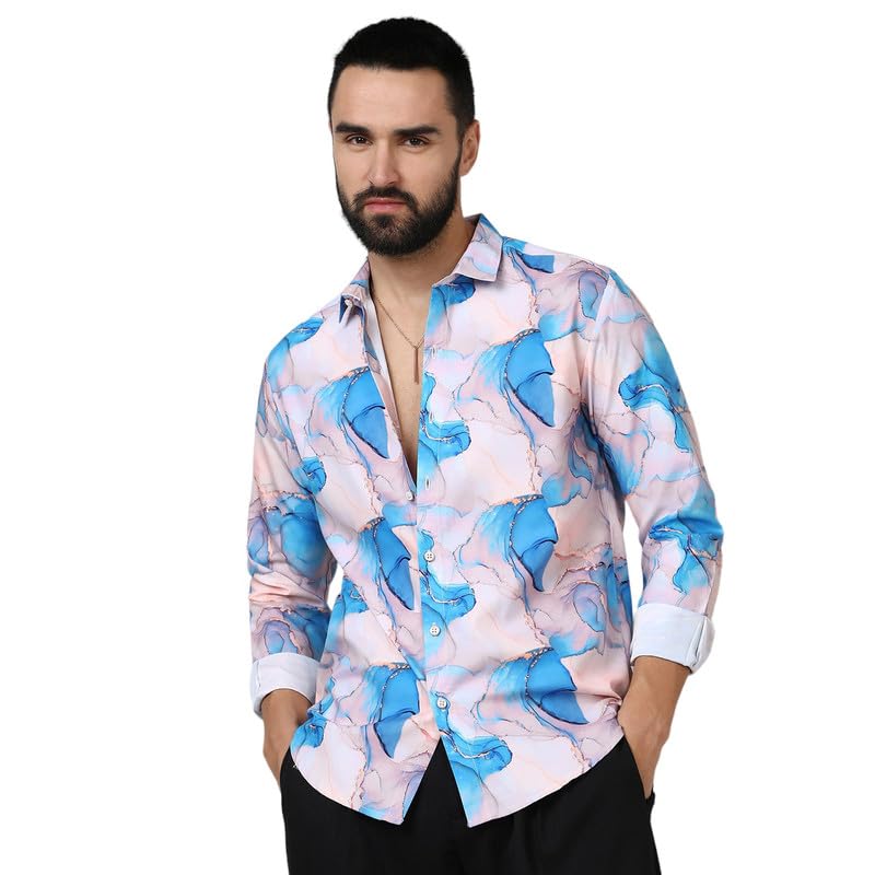 Image of CAHOOT Men's Twisted Crease Shirt for Casual Wear | Spread Collar | Long Sleeve | Button Closure | Shirt Crafted with Comfort Fit for Everyday Wear