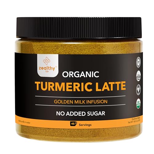Organic Turmeric Latte Powder &ndash; USDA Certified, No Added Sugar Turmeric Supplement with Ceylon...