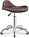 Okrągły Stołek Barowy Stołek pracy na koła, stołek gazowy z brązowym Punik Syntetyczna skórzana siedzisko, regulowana wysokość 45-55 cm, wspornik wagi 160 kg, stołki siodełkowe do wyspy kuchennej Dom