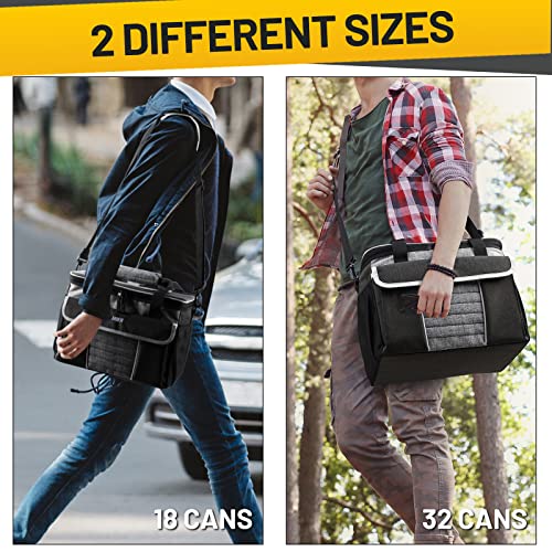 Mier Large Soft Cooler Bag Insulated Lunch Box Bag Picnic Cooler Tote With Dispensing Lid, Multiple Pockets, 18 Can(Black And Grey) #TOP3