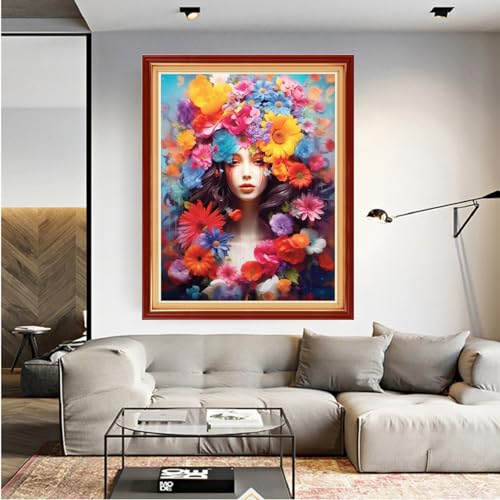 Image of Dooxvey Cross Stitch Kits for Adults Beginners - Full Range of Stamped Kits - 11CT Cross Stitch Patterns - Flower Girl 16x20 inch