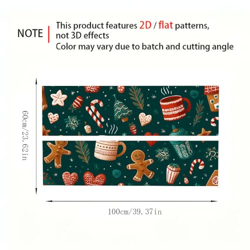 Image of Cozy Christmas Food Desktop Sticker 39.37x23.62In, Gingerbread Hot Cocoa Desk Decal, Easy Clean Table Surface Sticker, Warm Holiday Home Decor