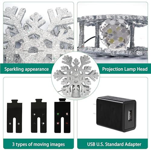 Luz de projeção de topo de árvore de Natal com 3 modos de projeção animados, decoração de árvore de