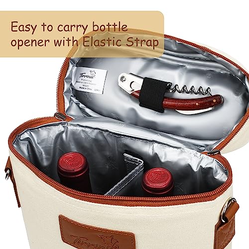Tirrinia 2 Bottle Wine Gift Tote Carrier - Leakproof & Insulated Padded Versatile Wine Cooler Bag for Travel, BYOB Restaurant, Wine Tasting, Party, Dinner,Gift for Wine Lovers, Beige by Tirrinia - Image 3