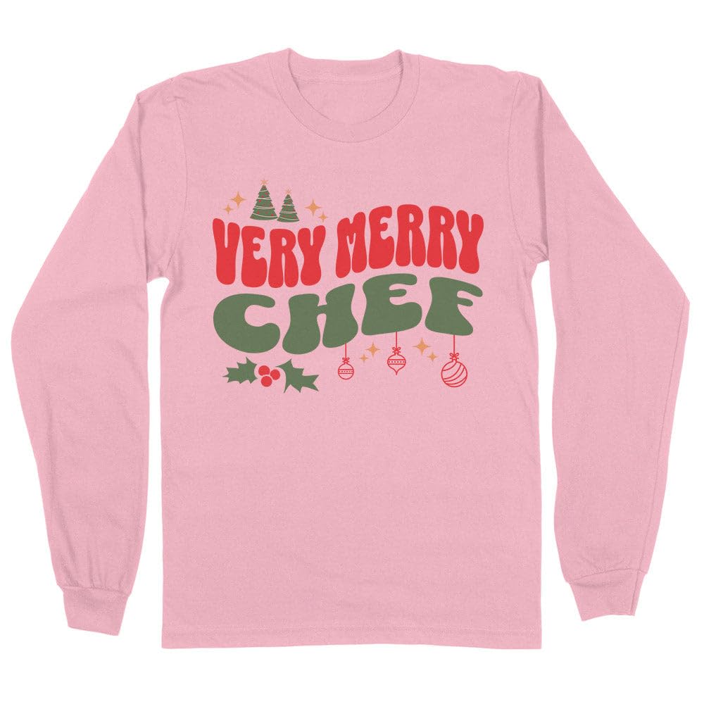 Very Merry Chef Long Sleeve Shirt Unisex 4X-Large Pink