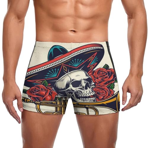 Short de bain crâne rose homme - Maillot boxer de natation respirant