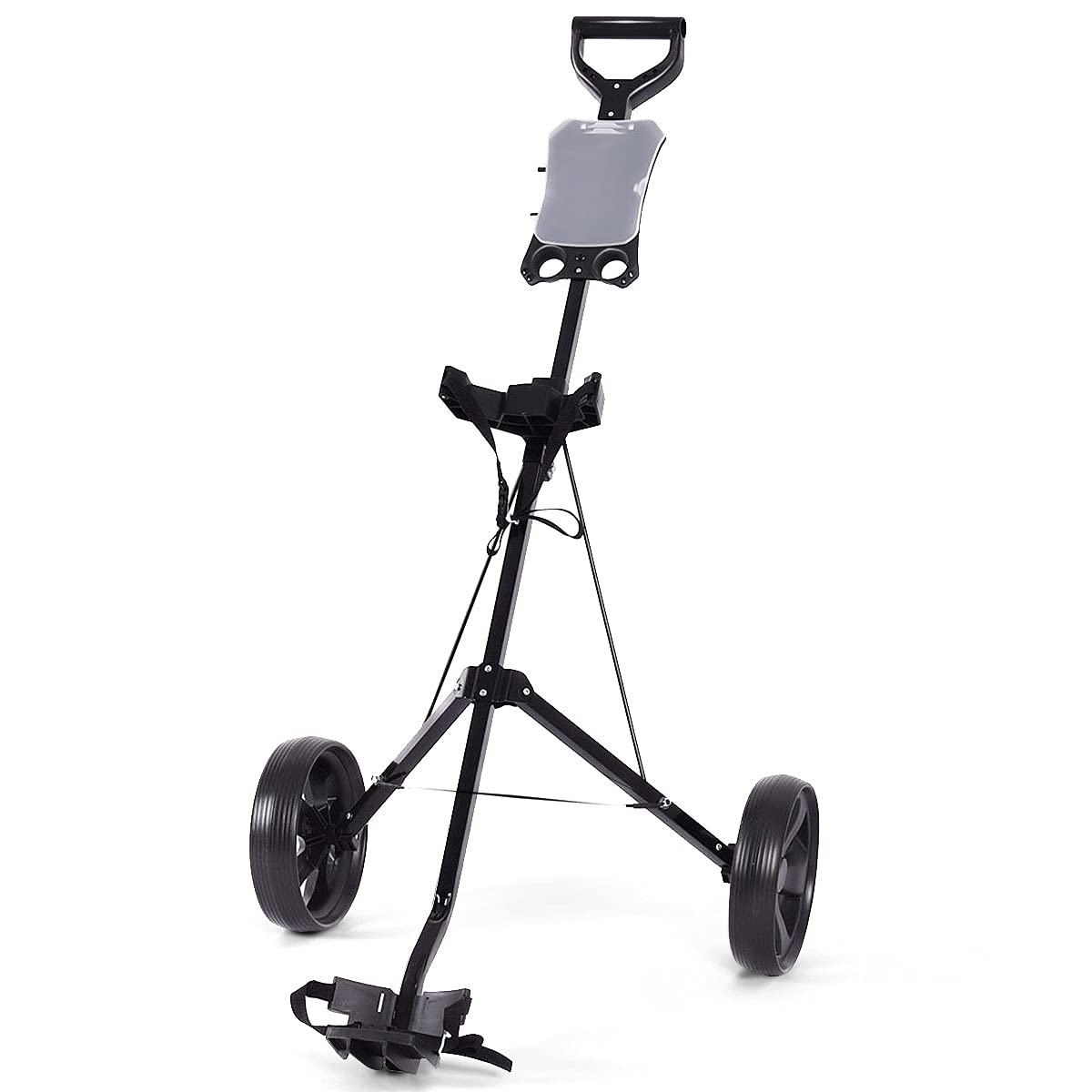 RELAX4LIFE Carrello da Golf Pieghevole, con 2 Ruote Flessibili e Tabellone Segnapunti, Leggero con Struttura Stabile e Maniglia Comoda, Nero, 140 x 63,5 x 113 cm
