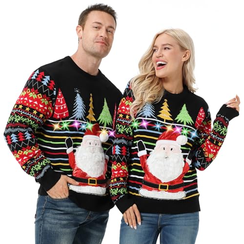 U LOOK UGLY TODAY Unisex Herren Damen Weihnachtspullover Lustig LED...