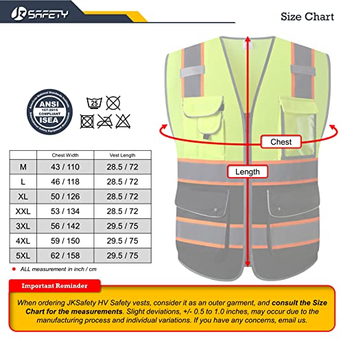 Jksafety GSV-2018070201 9 Pockets Class 2 High Visibility Dual Color Zipper Front Mesh Lite Safety Vest thumb #4