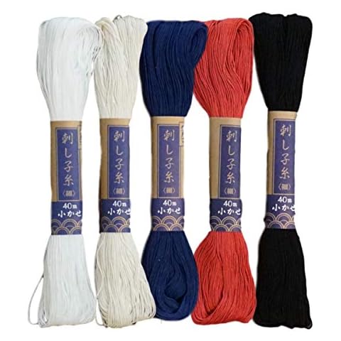 Yokota Daruma Sashiko Thread 5 Skein Essential Color Set (Thin Sashiko Thread - Hoso) Cover