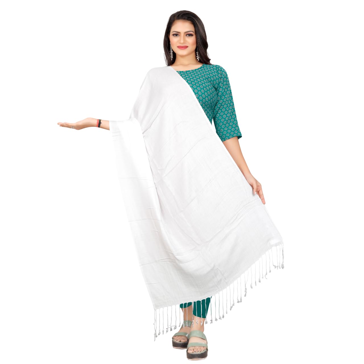 ebadat Women's Plain Solid Viscose Dupatta | Soft Lightweight Casual Ethnic Wear Scarf | Festive Styling | Breathable Fabric | Elegant Look | Party & Office Wear-picture-7