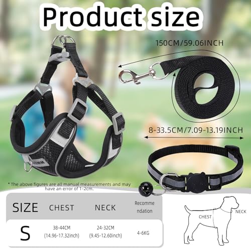Dog Harness Medium Breathable Vest, Step-in Cat Puppy Collars and Lead Sets, Adjustable Dog Harness And Lead Set with Collar for Small Medium Pet Training or Walking Safety - Image 3