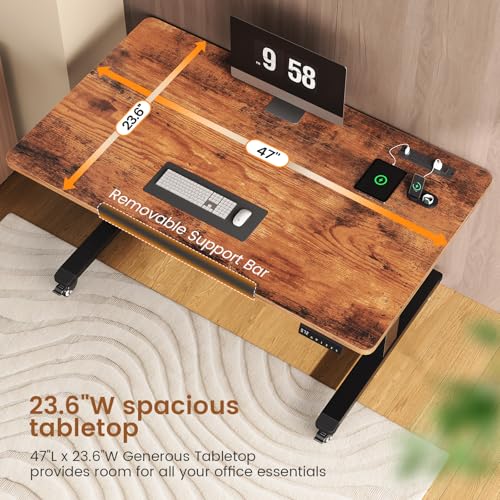 Image of SEDETA 47 x 24 Inches Electric Standing Desk, 180 Tiltable Mobile Rising Computer Desk Height Adjustable with Wheels for Drawing /Writing /Gaming /Study /Home Office /Small Space, Rustic Brown