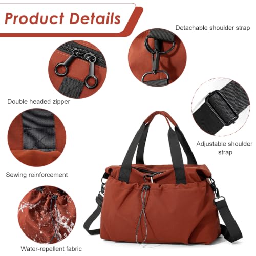 Image of PALAY Travel Bag Brown Oxford Cloth Gym Bags Drawstring Design Tote Bag with Removable Strap Waterproof Large Capacity Duffel Bags for Sports, Swimming, Work, Weekend and Overnight Use