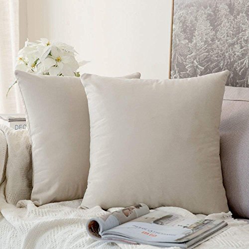Image of Khooti Velvet 200 TC Cushion Cover Pack Of 1-12 inchX12 inch /30X30 Cm-Cream White-Soft Pillow Covers Cushion Case For Sofa Bedroom Living room Chair Car