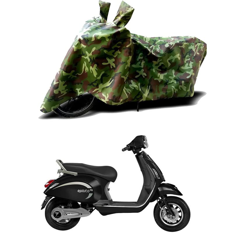 Image of 100% Water Resistant Full Bike Scooty Two Wheeler Body Cover Compatible For PURE EV Epluto 7G /UV-Rays /Heat Protection /Birds Dropping /Scratchproof /Dust proof /Waterproof /All Varient[Green MJ]