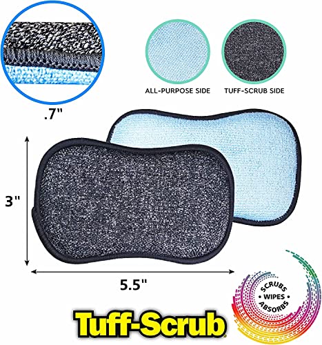 The Original Tuff-Scrub Microfiber Multi-Surface Scrub And Wipe Sponges, Dual-Sided For Scouring And Easy Household Cleaning, Machine Washable (Pack - 6) (Small) #TOP2