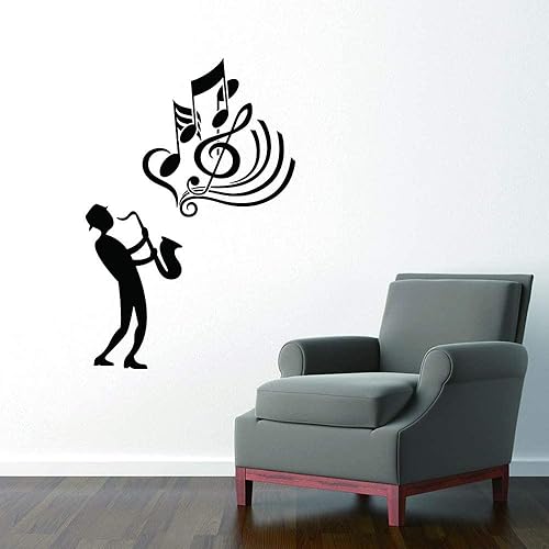 Miniatura 9 de Calcomanía de vinilo para pared diseño de estrella de rock y guitarra decoración de pared decoración de dormitorio música para niños arte de 23 x 11