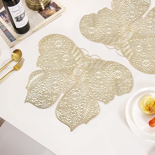 Set de table papillon PVC lavable doré imperméable 34x45