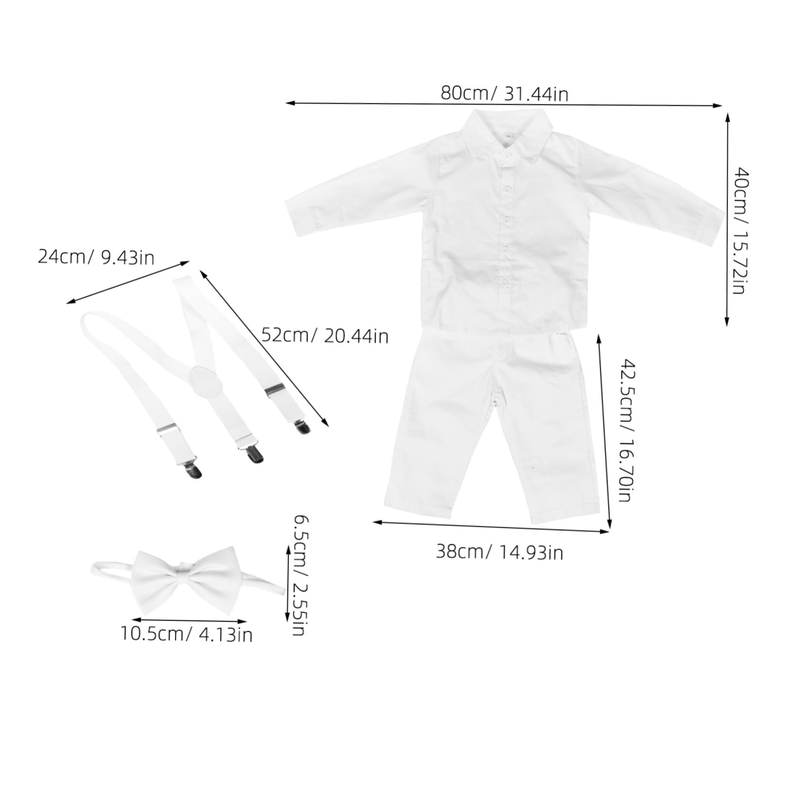 Beavorty Tenue De Gentleman Pour Bébé Chemise Habillée À Manches Longues Pour Bébé - Avec Pantalon À Bretelles À Nœud Pour Événements Formels Et Célébrations Taille Cm