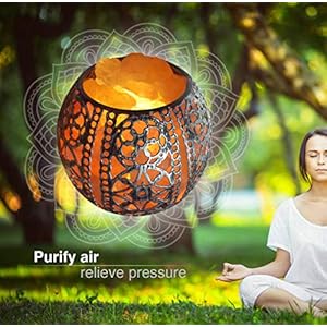 Salt Night Light,Natural Wall Light Salt Lamp with 2 Bulbs, Himalayan Rocks Salt Lamp with Spherical Metal Basket Gift Salt Night LightNatural Wall Light Salt Lamp with 2 Bulbs Himalayan Rocks Salt Lamp with Spherical Metal Basket Gift