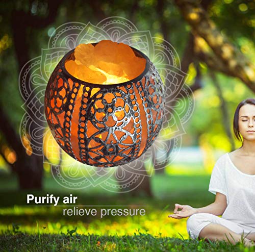 Salt-Night-LightNatural-Wall-Light-Salt-Lamp-with-2-Bulbs-Himalayan-Rocks-Salt-Lamp-with-Spherical-Metal-Basket-Gift Salt Night LightNatural Wall Light Salt Lamp with 2 Bulbs Himalayan Rocks Salt Lamp with Spherical Metal Basket Gift