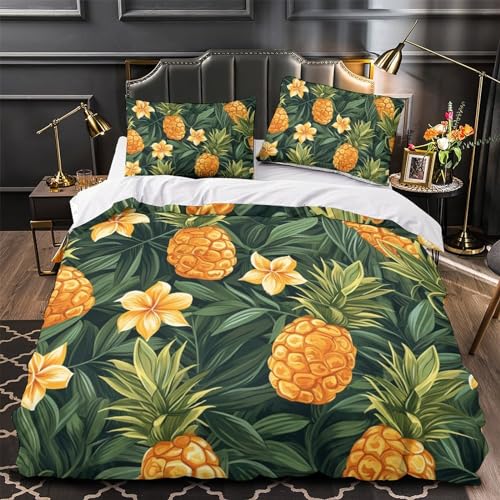 Impression 3D housse de couette ananas en microfibre durable pour lit double - 4