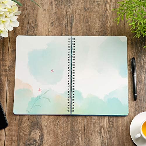 Siixu Spiral Notebooks and Journals, Unique Personal Diary to Write in for Women and Girls, Pretty Unruled Paper Design, 6.8"x9.8", 128 Pages, Winter