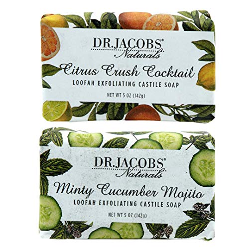 Dr Jacobs Naturals Pure Castile Vegan Bar Soap (Citrus Crush Cocktail/Minty Cucumber Mojito, 5 oz, 2-Pack) - Triple Mill