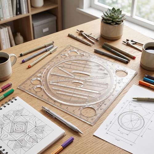 Règle de dessin multifonctionnelle géométrique pour les traçages de précision à l école - 2