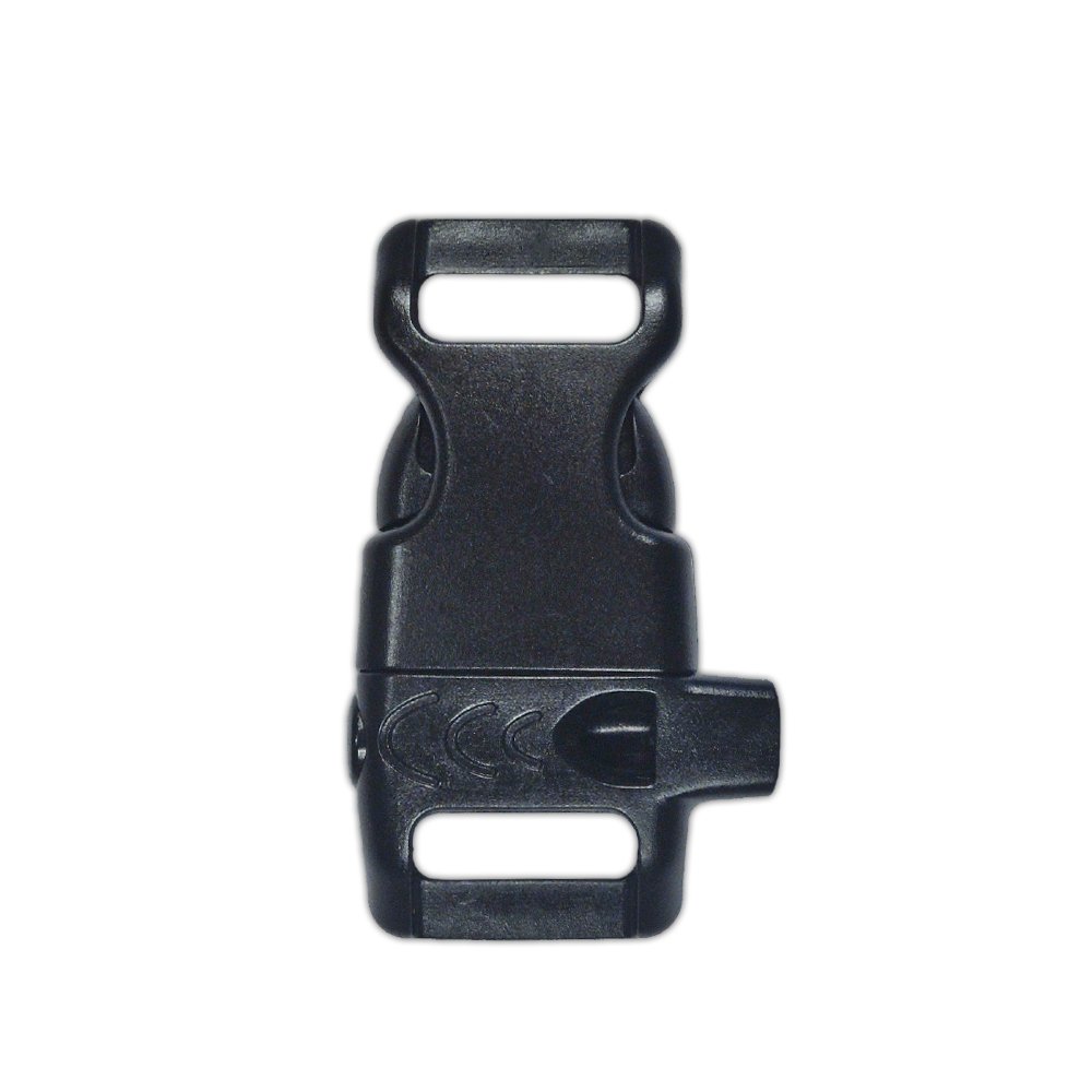 Paracord Planet Plastic Side-Release Emergency Whistle Buckle - 1/2 Inch - Black (20 Pack)