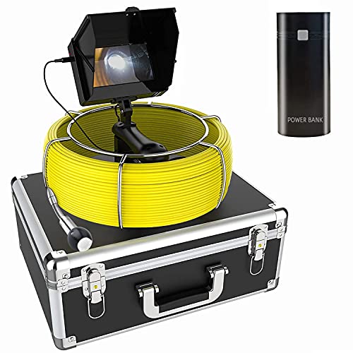 Sewer Camera, 30M 100ft with 17mm Camera Pipe Drain Industrial Endoscope, 5” HD Monitor Pipe Inspection Camera and 8PCS Adjustable Leds IP68 Waterproof Snake Camera for Plumbers, Inspectors, Engineers