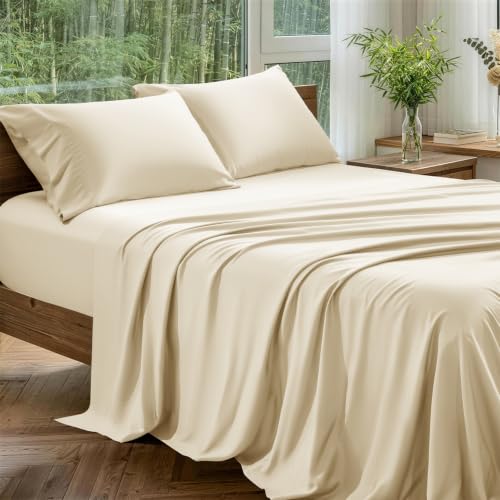Image of 100% Organically Grown Bamboo Viscose Queen Sheet Set with Pockets on Side