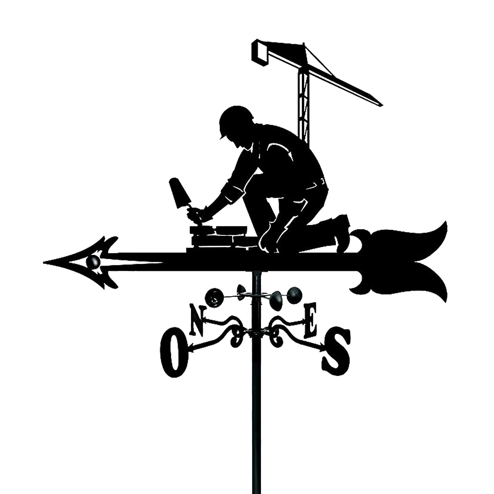 Creativo Muratore Sculture Weathervane Strumento di misurazione Banderuola Indicatore di direzione della banderuola in Acciaio Inossidabile per l'ornamento del Cortile del Patio del Giardino