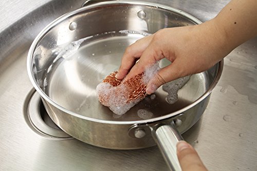 Copper Scourers 6pk, Heavy Duty Dish Scourers, Copper Coated Metal for Tough Scrubbing, 6 Pack Dish Scourers
