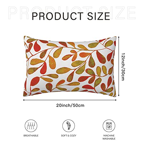 Set Of 2 Farmhouse Oblong Rectangle Floral Jacquard Tropical Fall Leaf Pattern Decorative Throw Pillow Case Cushion Cover Lumbar Pillowcase For Sofa 12 X 20 Inch,Both Sides Print,Yellow Brown Leaves #TOP1