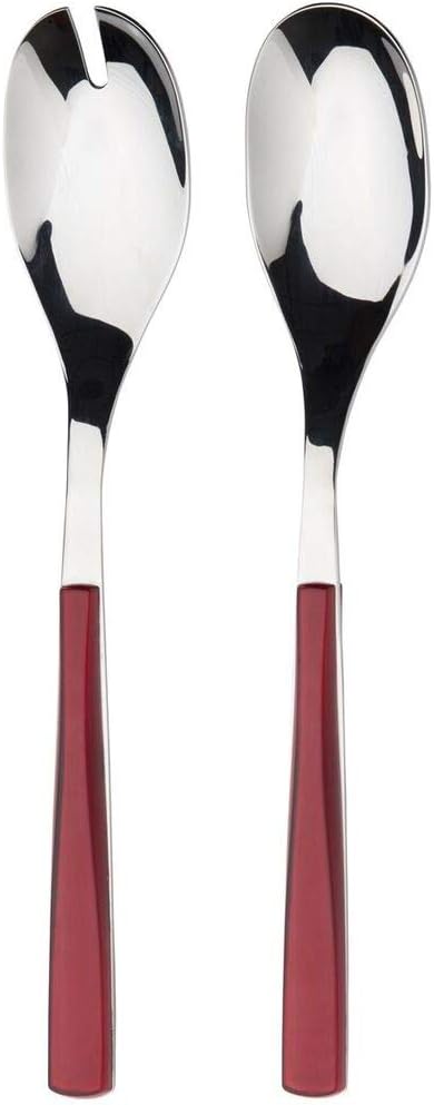 Degrenne | Luxury French Salad Server Set | Quartz Collection | Red Stainless Steel